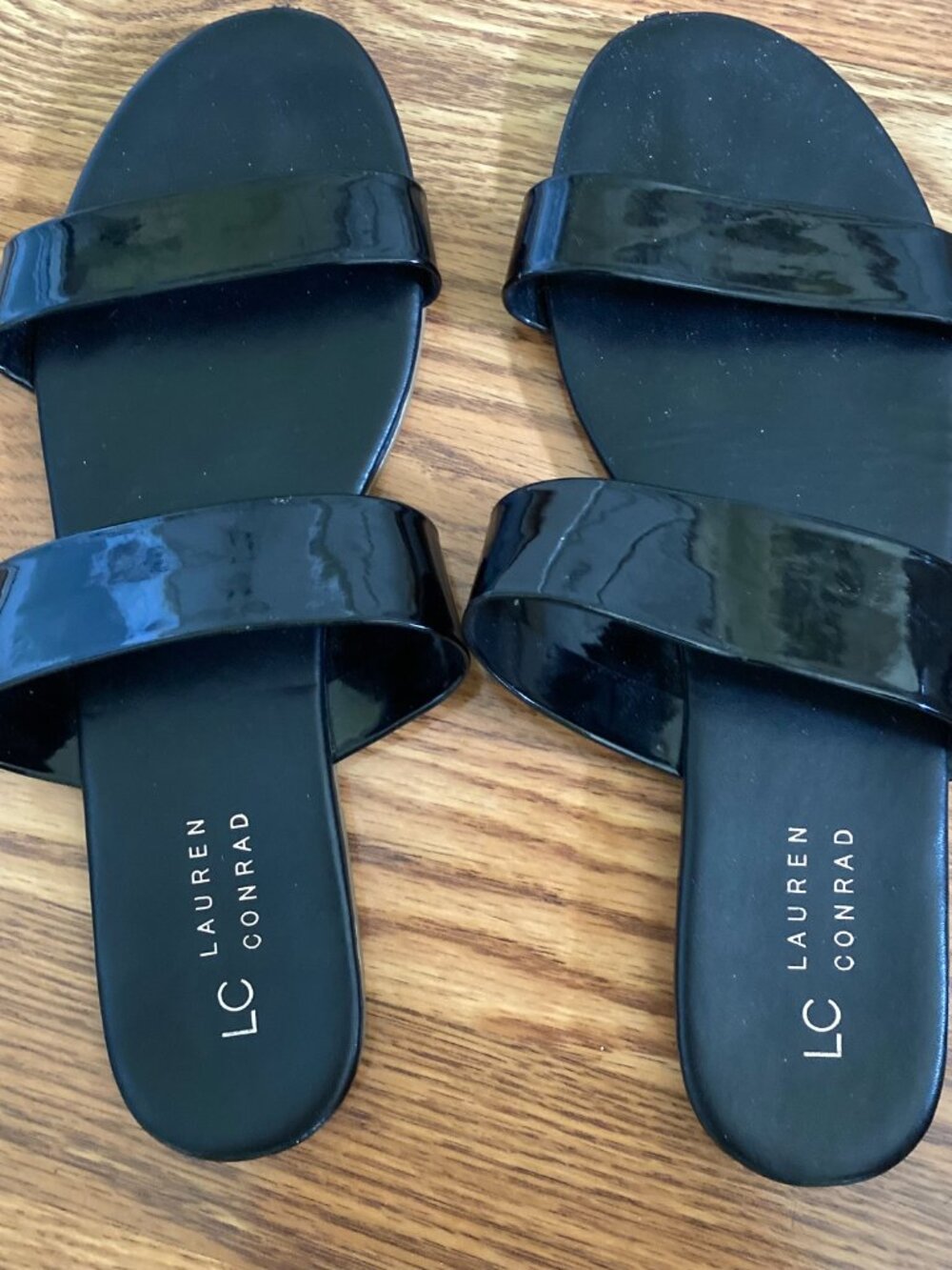 LC Lauren Conrad Firefli Patent Slide on Sandals Size 10
